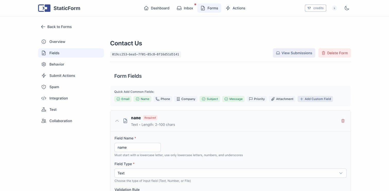 Configure fields in seconds